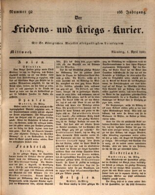 Der Friedens- u. Kriegs-Kurier (Nürnberger Friedens- und Kriegs-Kurier) Mittwoch 1. April 1840