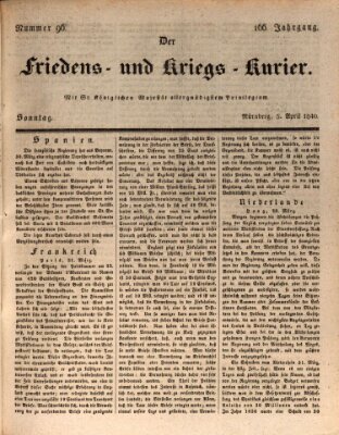 Der Friedens- u. Kriegs-Kurier (Nürnberger Friedens- und Kriegs-Kurier) Sonntag 5. April 1840