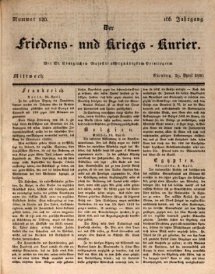 Der Friedens- u. Kriegs-Kurier (Nürnberger Friedens- und Kriegs-Kurier) Mittwoch 29. April 1840