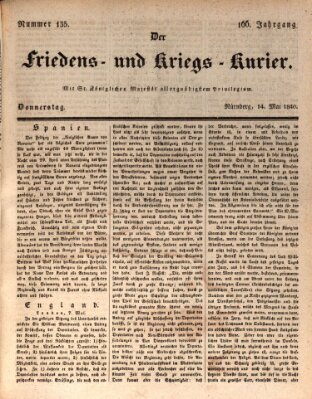 Der Friedens- u. Kriegs-Kurier (Nürnberger Friedens- und Kriegs-Kurier) Donnerstag 14. Mai 1840