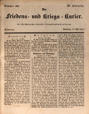 Der Friedens- u. Kriegs-Kurier (Nürnberger Friedens- und Kriegs-Kurier) Sonntag 17. Mai 1840