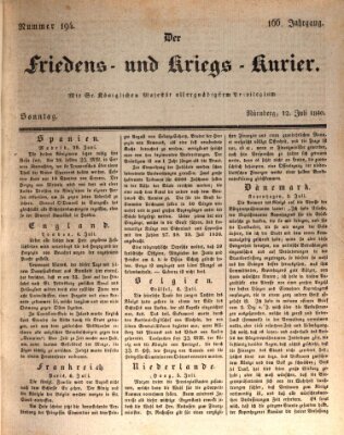 Der Friedens- u. Kriegs-Kurier (Nürnberger Friedens- und Kriegs-Kurier) Sonntag 12. Juli 1840