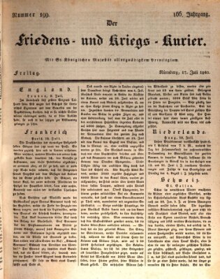 Der Friedens- u. Kriegs-Kurier (Nürnberger Friedens- und Kriegs-Kurier) Freitag 17. Juli 1840