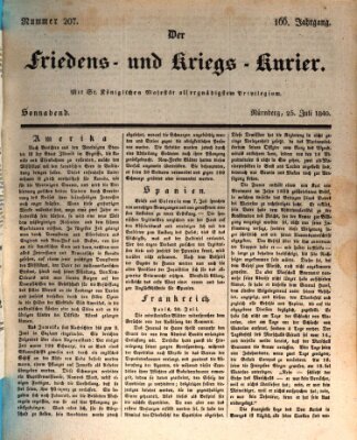 Der Friedens- u. Kriegs-Kurier (Nürnberger Friedens- und Kriegs-Kurier) Samstag 25. Juli 1840