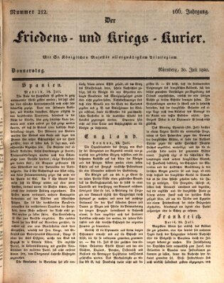 Der Friedens- u. Kriegs-Kurier (Nürnberger Friedens- und Kriegs-Kurier) Donnerstag 30. Juli 1840