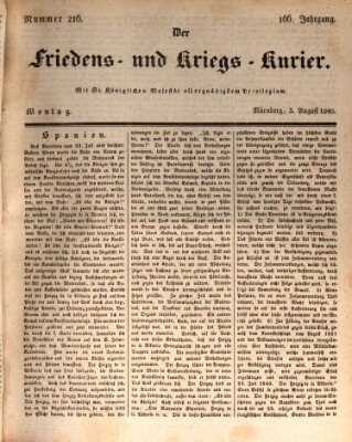 Der Friedens- u. Kriegs-Kurier (Nürnberger Friedens- und Kriegs-Kurier) Montag 3. August 1840