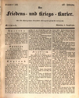 Der Friedens- u. Kriegs-Kurier (Nürnberger Friedens- und Kriegs-Kurier) Mittwoch 5. August 1840