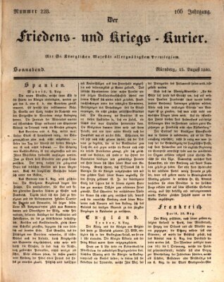 Der Friedens- u. Kriegs-Kurier (Nürnberger Friedens- und Kriegs-Kurier) Samstag 15. August 1840