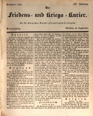 Der Friedens- u. Kriegs-Kurier (Nürnberger Friedens- und Kriegs-Kurier) Donnerstag 20. August 1840