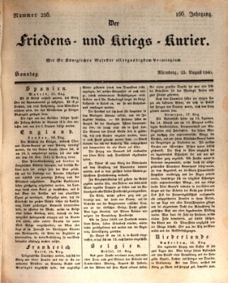 Der Friedens- u. Kriegs-Kurier (Nürnberger Friedens- und Kriegs-Kurier) Sonntag 23. August 1840