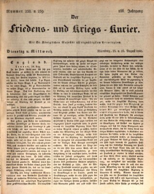 Der Friedens- u. Kriegs-Kurier (Nürnberger Friedens- und Kriegs-Kurier) Mittwoch 26. August 1840