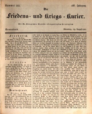 Der Friedens- u. Kriegs-Kurier (Nürnberger Friedens- und Kriegs-Kurier) Samstag 29. August 1840