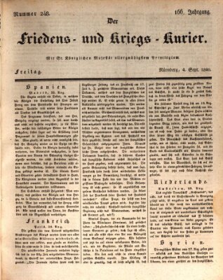 Der Friedens- u. Kriegs-Kurier (Nürnberger Friedens- und Kriegs-Kurier) Freitag 4. September 1840