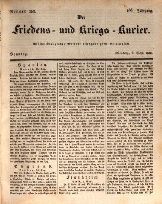 Der Friedens- u. Kriegs-Kurier (Nürnberger Friedens- und Kriegs-Kurier) Sonntag 6. September 1840