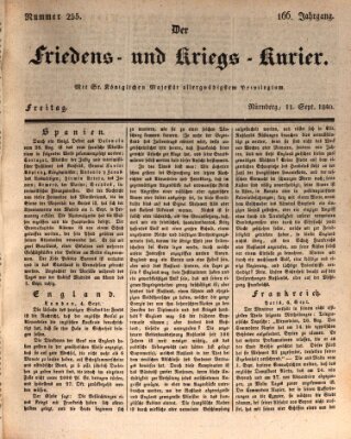 Der Friedens- u. Kriegs-Kurier (Nürnberger Friedens- und Kriegs-Kurier) Freitag 11. September 1840