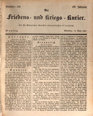 Der Friedens- u. Kriegs-Kurier (Nürnberger Friedens- und Kriegs-Kurier) Montag 14. September 1840