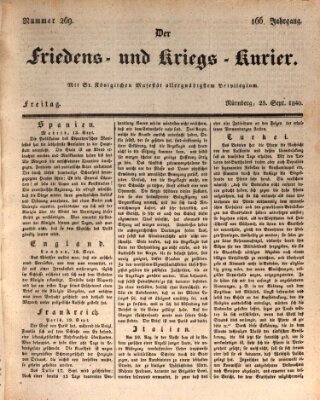 Der Friedens- u. Kriegs-Kurier (Nürnberger Friedens- und Kriegs-Kurier) Freitag 25. September 1840