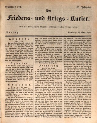 Der Friedens- u. Kriegs-Kurier (Nürnberger Friedens- und Kriegs-Kurier) Montag 28. September 1840