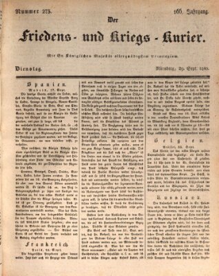 Der Friedens- u. Kriegs-Kurier (Nürnberger Friedens- und Kriegs-Kurier) Dienstag 29. September 1840