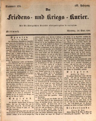 Der Friedens- u. Kriegs-Kurier (Nürnberger Friedens- und Kriegs-Kurier) Mittwoch 30. September 1840