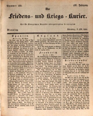 Der Friedens- u. Kriegs-Kurier (Nürnberger Friedens- und Kriegs-Kurier) Dienstag 6. Oktober 1840