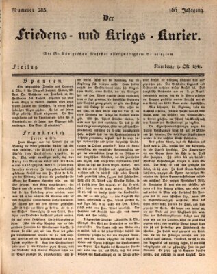 Der Friedens- u. Kriegs-Kurier (Nürnberger Friedens- und Kriegs-Kurier) Freitag 9. Oktober 1840