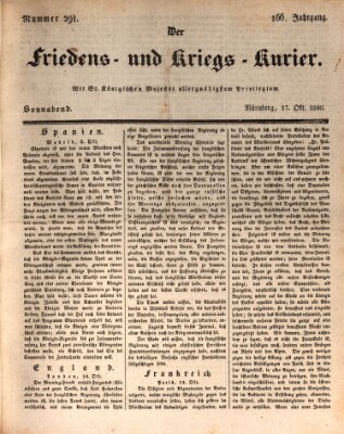 Der Friedens- u. Kriegs-Kurier (Nürnberger Friedens- und Kriegs-Kurier) Samstag 17. Oktober 1840