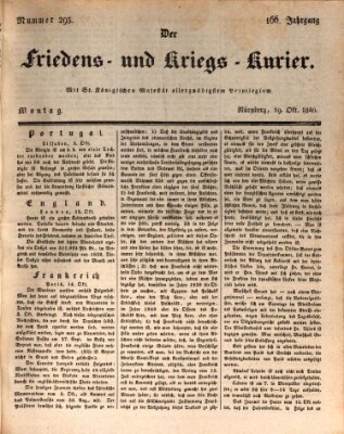 Der Friedens- u. Kriegs-Kurier (Nürnberger Friedens- und Kriegs-Kurier) Montag 19. Oktober 1840