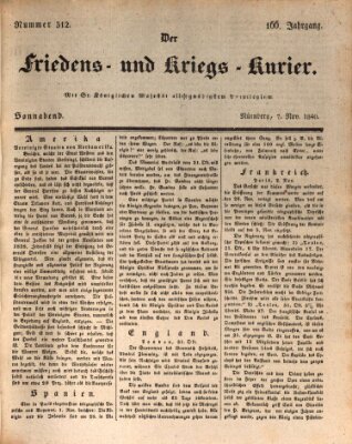 Der Friedens- u. Kriegs-Kurier (Nürnberger Friedens- und Kriegs-Kurier) Samstag 7. November 1840