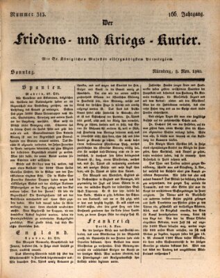 Der Friedens- u. Kriegs-Kurier (Nürnberger Friedens- und Kriegs-Kurier) Sonntag 8. November 1840