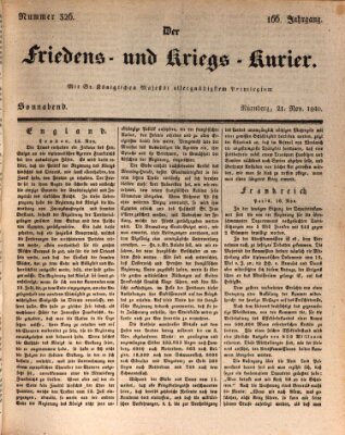 Der Friedens- u. Kriegs-Kurier (Nürnberger Friedens- und Kriegs-Kurier) Samstag 21. November 1840