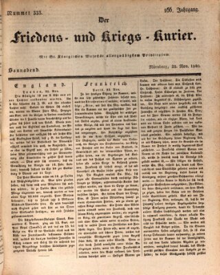 Der Friedens- u. Kriegs-Kurier (Nürnberger Friedens- und Kriegs-Kurier) Samstag 28. November 1840