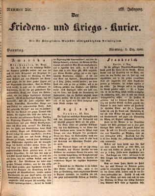 Der Friedens- u. Kriegs-Kurier (Nürnberger Friedens- und Kriegs-Kurier) Sonntag 6. Dezember 1840