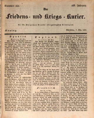 Der Friedens- u. Kriegs-Kurier (Nürnberger Friedens- und Kriegs-Kurier) Montag 7. Dezember 1840