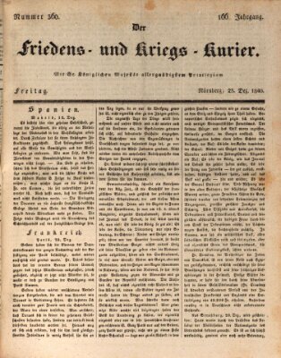 Der Friedens- u. Kriegs-Kurier (Nürnberger Friedens- und Kriegs-Kurier) Freitag 25. Dezember 1840