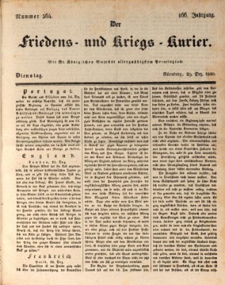 Der Friedens- u. Kriegs-Kurier (Nürnberger Friedens- und Kriegs-Kurier) Dienstag 29. Dezember 1840