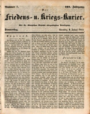 Der Friedens- u. Kriegs-Kurier (Nürnberger Friedens- und Kriegs-Kurier) Donnerstag 7. Januar 1841