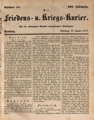 Der Friedens- u. Kriegs-Kurier (Nürnberger Friedens- und Kriegs-Kurier) Sonntag 17. Januar 1841