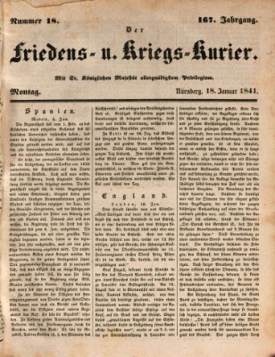 Der Friedens- u. Kriegs-Kurier (Nürnberger Friedens- und Kriegs-Kurier) Montag 18. Januar 1841