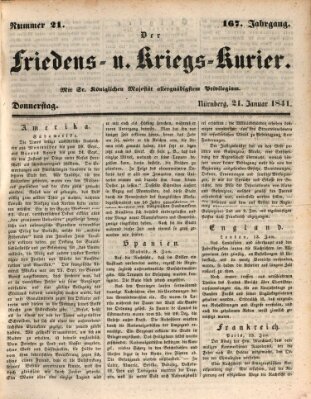 Der Friedens- u. Kriegs-Kurier (Nürnberger Friedens- und Kriegs-Kurier) Donnerstag 21. Januar 1841