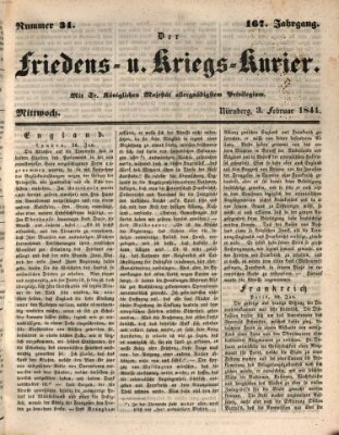 Der Friedens- u. Kriegs-Kurier (Nürnberger Friedens- und Kriegs-Kurier) Mittwoch 3. Februar 1841