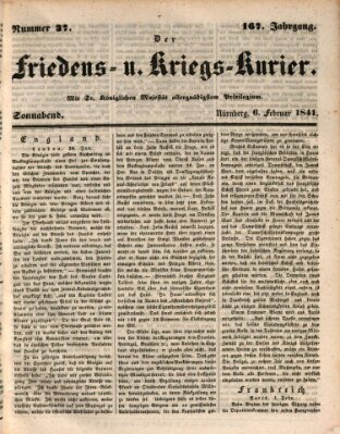 Der Friedens- u. Kriegs-Kurier (Nürnberger Friedens- und Kriegs-Kurier) Samstag 6. Februar 1841