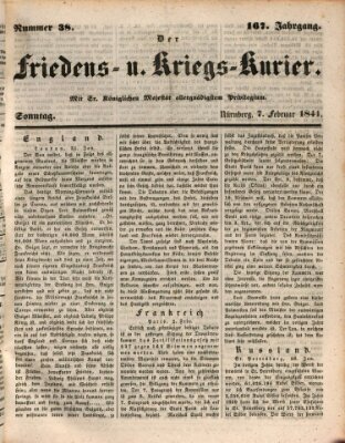 Der Friedens- u. Kriegs-Kurier (Nürnberger Friedens- und Kriegs-Kurier) Sonntag 7. Februar 1841