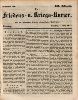 Der Friedens- u. Kriegs-Kurier (Nürnberger Friedens- und Kriegs-Kurier) Sonntag 7. März 1841