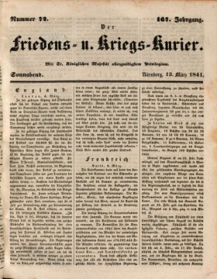 Der Friedens- u. Kriegs-Kurier (Nürnberger Friedens- und Kriegs-Kurier) Samstag 13. März 1841