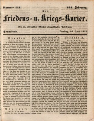 Der Friedens- u. Kriegs-Kurier (Nürnberger Friedens- und Kriegs-Kurier) Samstag 24. April 1841