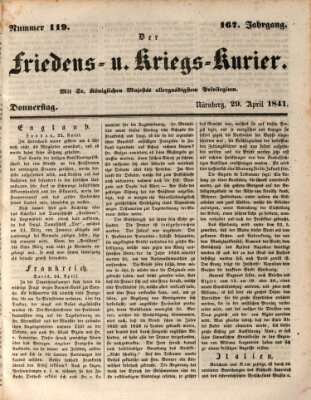 Der Friedens- u. Kriegs-Kurier (Nürnberger Friedens- und Kriegs-Kurier) Donnerstag 29. April 1841