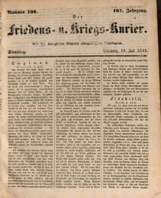 Der Friedens- u. Kriegs-Kurier (Nürnberger Friedens- und Kriegs-Kurier) Sonntag 11. Juli 1841