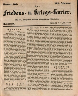 Der Friedens- u. Kriegs-Kurier (Nürnberger Friedens- und Kriegs-Kurier) Samstag 24. Juli 1841