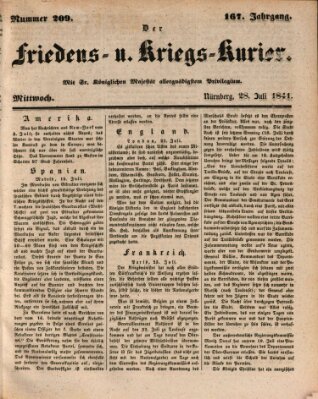 Der Friedens- u. Kriegs-Kurier (Nürnberger Friedens- und Kriegs-Kurier) Mittwoch 28. Juli 1841